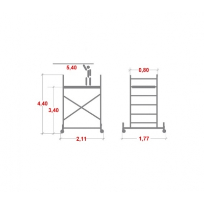 Rusztowanie aluminiowe Krause Stabilo 10 (0,75x2,00m) wys. rob. 5,40m